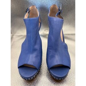 Vince Camuto Waylin Blue Leather Studded Platform Wedge Sandals Womens 9.5 M